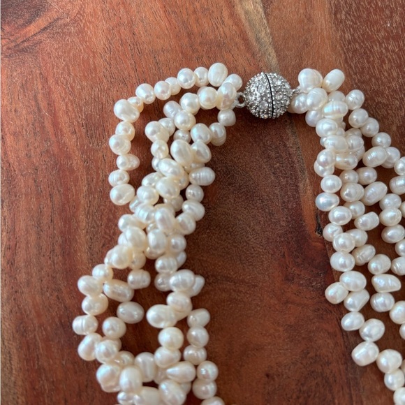 VTG 18" Oval White Biwa Cultured Freshwater Multi Pearl Strand Silver Mg Closure - Picture 7 of 7